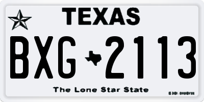 TX license plate BXG2113