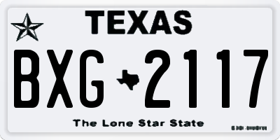 TX license plate BXG2117