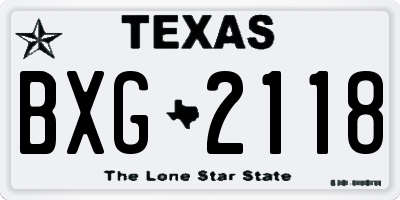 TX license plate BXG2118