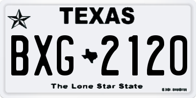 TX license plate BXG2120