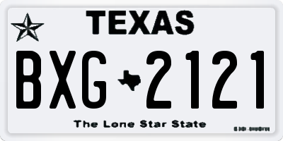 TX license plate BXG2121