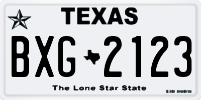 TX license plate BXG2123