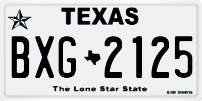 TX license plate BXG2125