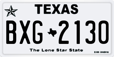 TX license plate BXG2130