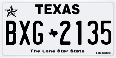 TX license plate BXG2135