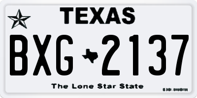 TX license plate BXG2137