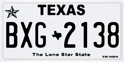 TX license plate BXG2138