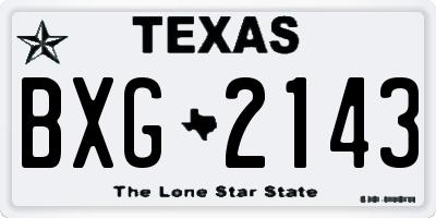 TX license plate BXG2143