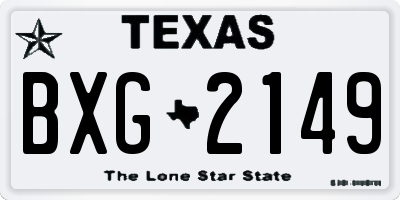 TX license plate BXG2149