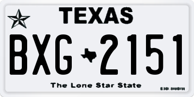 TX license plate BXG2151
