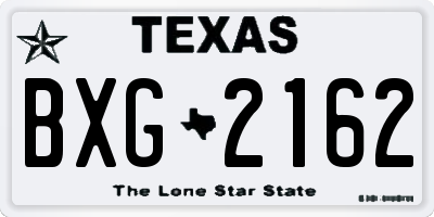 TX license plate BXG2162