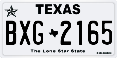 TX license plate BXG2165