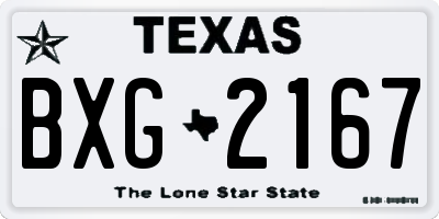 TX license plate BXG2167