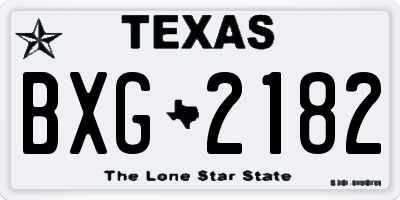 TX license plate BXG2182