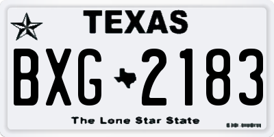 TX license plate BXG2183