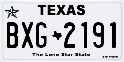 TX license plate BXG2191
