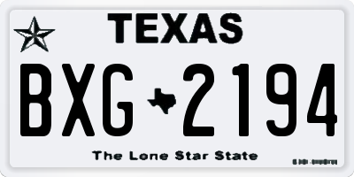 TX license plate BXG2194
