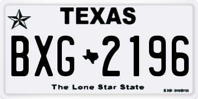 TX license plate BXG2196