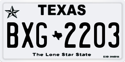 TX license plate BXG2203
