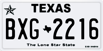 TX license plate BXG2216
