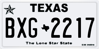 TX license plate BXG2217