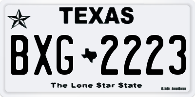 TX license plate BXG2223