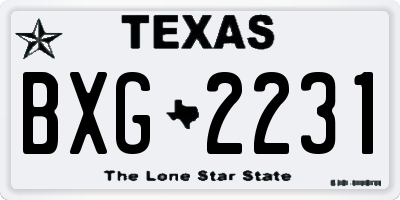 TX license plate BXG2231