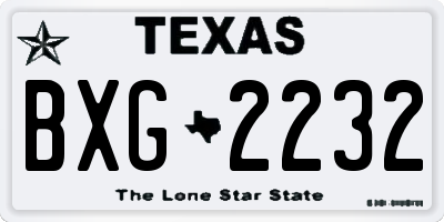 TX license plate BXG2232