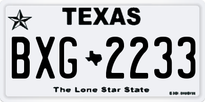 TX license plate BXG2233