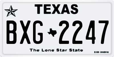 TX license plate BXG2247