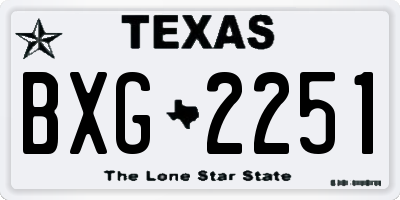 TX license plate BXG2251