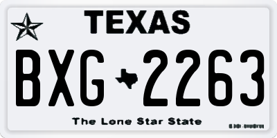 TX license plate BXG2263