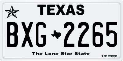 TX license plate BXG2265