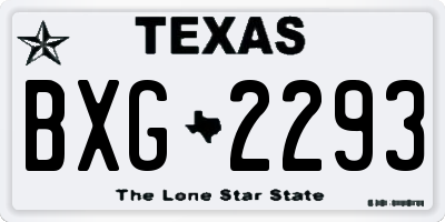 TX license plate BXG2293
