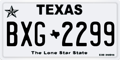 TX license plate BXG2299
