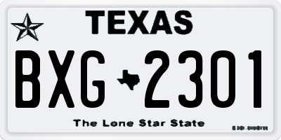 TX license plate BXG2301