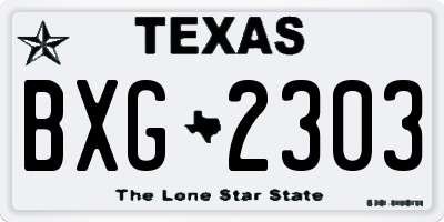 TX license plate BXG2303
