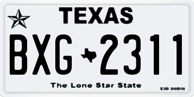 TX license plate BXG2311