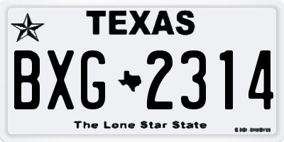 TX license plate BXG2314