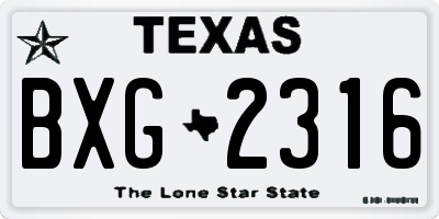 TX license plate BXG2316