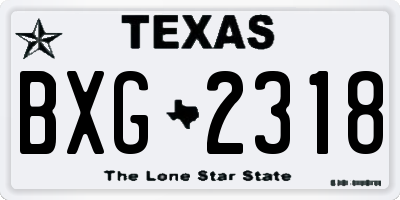 TX license plate BXG2318
