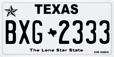 TX license plate BXG2333
