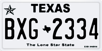 TX license plate BXG2334