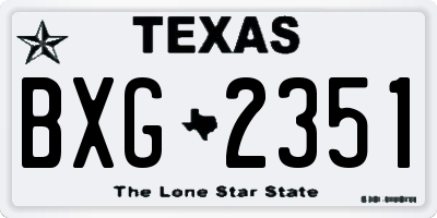 TX license plate BXG2351