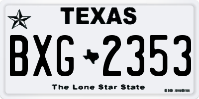 TX license plate BXG2353