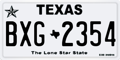 TX license plate BXG2354