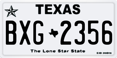 TX license plate BXG2356