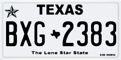 TX license plate BXG2383