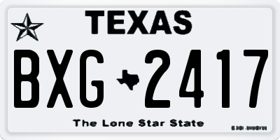 TX license plate BXG2417