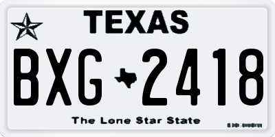 TX license plate BXG2418
